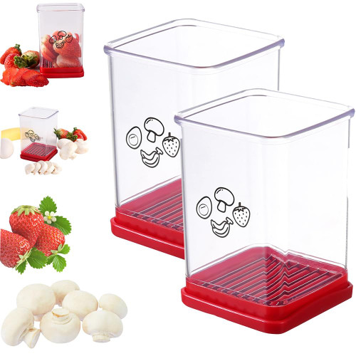 Cup Slicer,2023 New Fruit and Vegetable Speed Slicer with Push Plate, Stainless Steel Banana Strawberry Cup Slicer,Fruit Slicer Cup Egg Slicer,Kitchen Portable Slicing Tool (2pcs)
