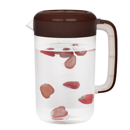 RAMFIYN Clear Pitcher with Lid 1 Gallon, Large Plastic Ice Tea Pitcher for Fridge, Juice Pitcher Water Pitcher, Sun Tea Jug, Gallon Pitcher with Lid and Spout - Clear (khaki)