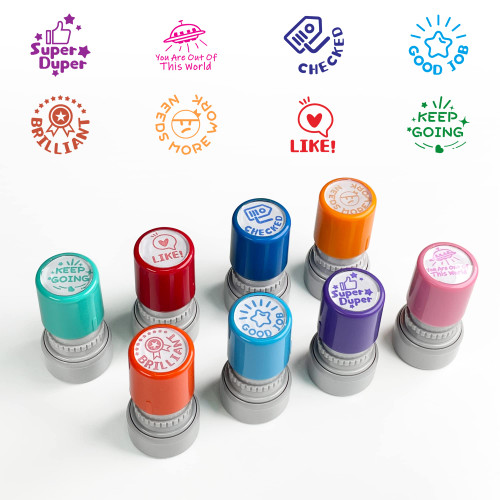 Round Teacher Stamps for Grading Classroom, Set of 8 Color Rubber Teacher Self-Inking Stamp Set for Homework Teacher Supplies Round Teacher Stamps for Grading Classroom, Set of 8 Color Rubber Teacher Self-Inking Stamp Set for Homework Teacher Supplies