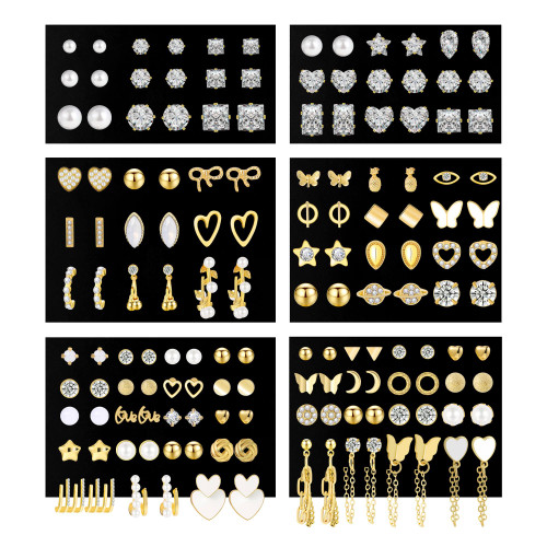 74 Pairs Gold Stud Earrings for Women Multipack, Fashion Hypoallergenic Pearl Stud Earring Set Multiple Piercings, Cubic Zirconia Butterfly Stud Hoop Earring Pack 74 Pairs Gold Stud Earrings for Women Multipack, Fashion Hypoallergenic Pearl Stud Earring Set Multiple Piercings, Cubic Zirconia Butterfly Stud Hoop Earring Pack