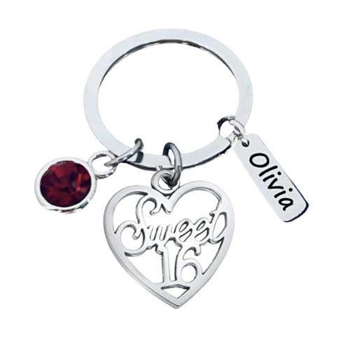 Personalized Birthstone Engraved Name Keychain for Sweet 16 Birthday, Gifts for Sweet Sixteen, Silver Sweet 16 Gifts for Girls, 16 Year Old Birthday Gift Ideas Personalized Birthstone Engraved Name Keychain for Sweet 16 Birthday, Gifts for Sweet Sixteen, Silver Sweet 16 Gifts for Girls, 16 Year Old Birthday Gift Ideas