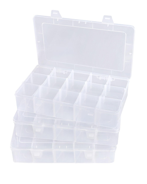 Wxvhji Tackle Box Organizer Plastic Organizer 3 Pack Bead Container Plastic Organizer Box with Dividers Plastic Jewelry Box Large 15 Grid Craft Organizer