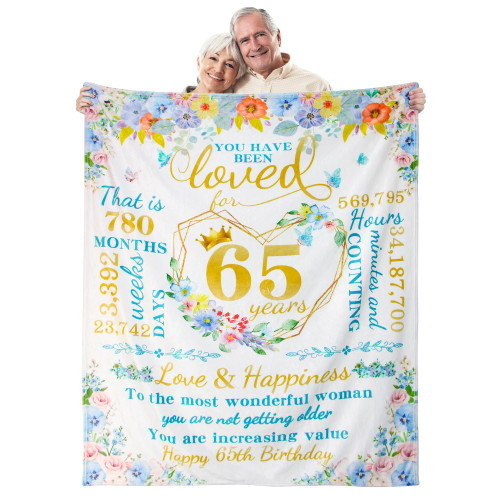 65th Birthday Gifts for Women Happy 65 Year Old Gifts for Women Friendship Unique Turning 65 Bday Gift Idea for Best Friend Wife Mom 65th Birthday Decorations Present for Her Throw Blanket 60 X 50 65th Birthday Gifts for Women Happy 65 Year Old Gifts for Women Friendship Unique Turning 65 Bday Gift Idea for Best Friend Wife Mom 65th Birthday Decorations Present for Her Throw Blanket 60 X 50