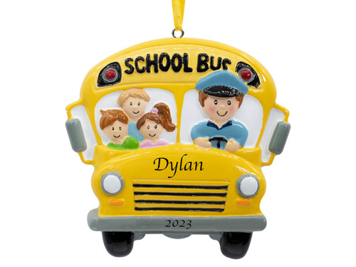UniqXmas Personalized School Bus Christmas Ornament 2023 - Free Customization | Yellow Xmas Tree Decoration | Unique First Day of School, 1st Year Student, Bus Driver Keepsake - Custom Name & Year