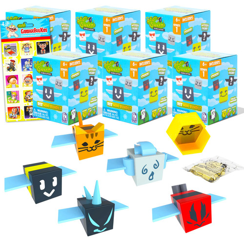 Bee Swarm Blind Bag Party Favors - 6 Pk Bundle with Bee Swarm Mystery Mini Figures, Bookmark | Bee Swarm Simulator Mini Blind Eggs Toys Easter Basket Fillers