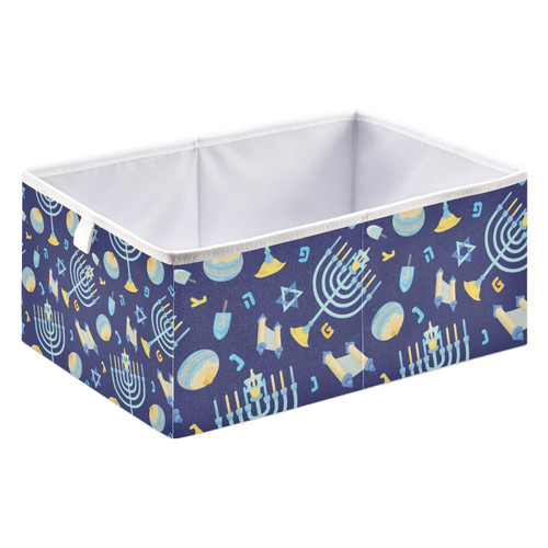 Hanukkah Blue Storage Basket Storage Bin Rectangular Collapsible Shelves Basket Toy Storage Box Organizer for Home Office Dorm Shelf
