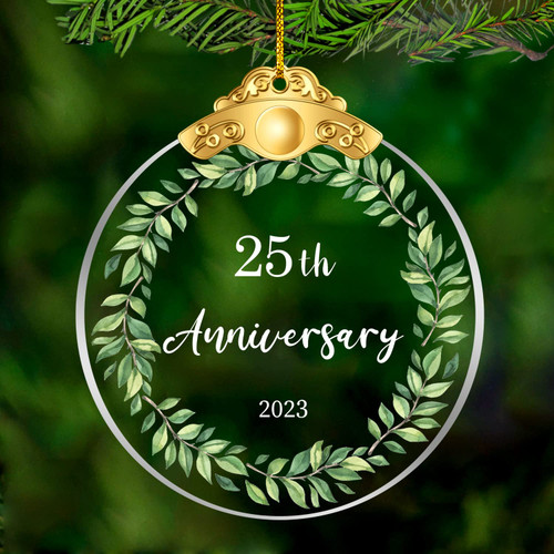 25 Years As Mr. & Mrs. Christmas Glass Ornament 2023 - Christmas Ornament Gift for 25 Years Couple Husband & Wife Married - Holiday Decoration Gift for 25th Wedding Anniversary - (25 Years)