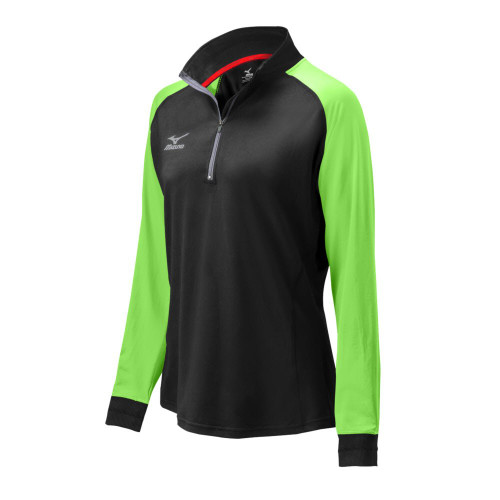 Mizuno Elite 9 Prime 1/2 Zip Jacket, Black/Electric Green, Medium