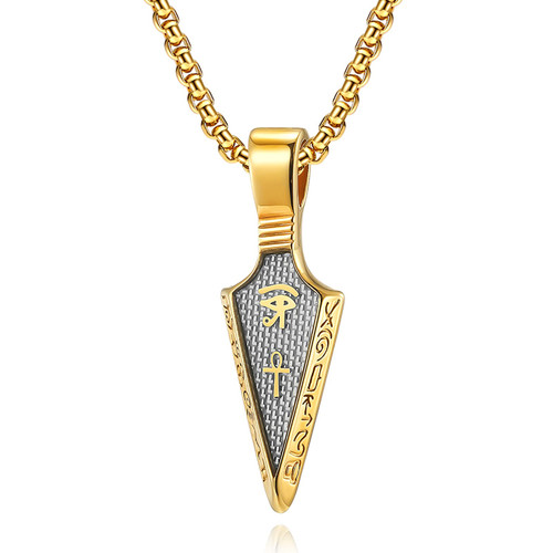 LOSTERLO Stainless Steel Jewelry Gold Spear Point Arrowhead Pendant Necklace Spearhead Pendants Necklaces Chain Length 23.6'' LOSTERLO Stainless Steel Jewelry Gold Spear Point Arrowhead Pendant Necklace Spearhead Pendants Necklaces Chain Length 23.6''