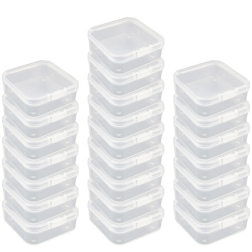 LJY 23 Pieces Square Mini Clear Plastic Storage Containers Box Case with Lids for Small Items and Other Craft Projects (2.9 x 2.9 x 1 inch, Transparent)