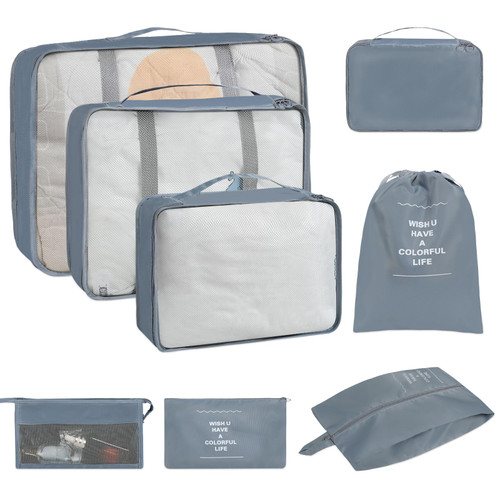 labato 8 Set Luggage Packing Cubes, Waterproof Suitcase Packing Cubes for Travel, Travel Carry on Packing Cubes, Suitcase Bags Organizer, Luggage Packing Organizers for Travel Accessories(Grey) labato 8 Set Luggage Packing Cubes, Waterproof Suitcase Packing Cubes for Travel, Travel Carry on Packing Cubes, Suitcase Bags Organizer, Luggage Packing Organizers for Travel Accessories(Grey)