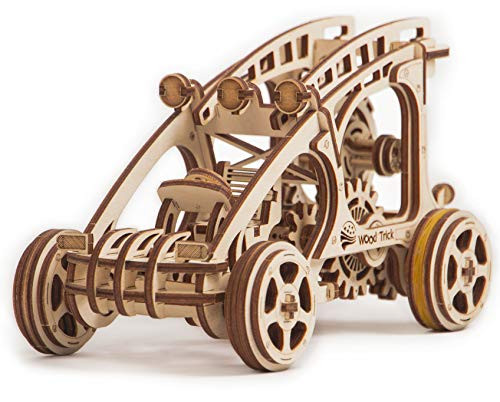 Wood Trick Dune Buggy Wagon Car Mechanical Models 3D Wooden Puzzles DIY Toy Assembly Gears Constructor Kits for Kids, Teens and Adults