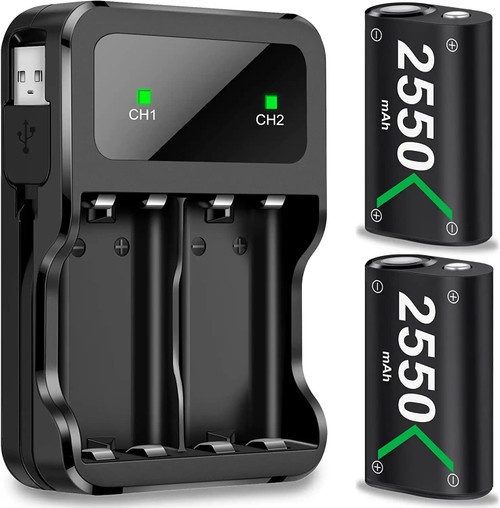 Rechargeable Batteries for Xbox One/Xbox Series X|S, Battery Pack for Xbox One S/One X/One Elite Controller Charger Battery, 2x5520mWh(2x2550mAh) Xbox Batteries Pack