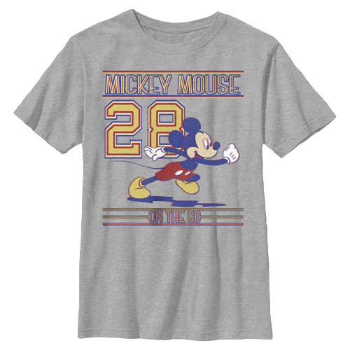 Disney Characters Mickey Since 28 Boy's Crew Tee, Athletic Heather, Medium
