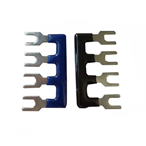 Davitu Electrical Equipments Supplies - 10PCS TB2504 Suyep 4 Positions 25A Wire Connector Pre Insulated Fork Type Barrier Spades Terminal Strip Jumper Block - (Color: Black)