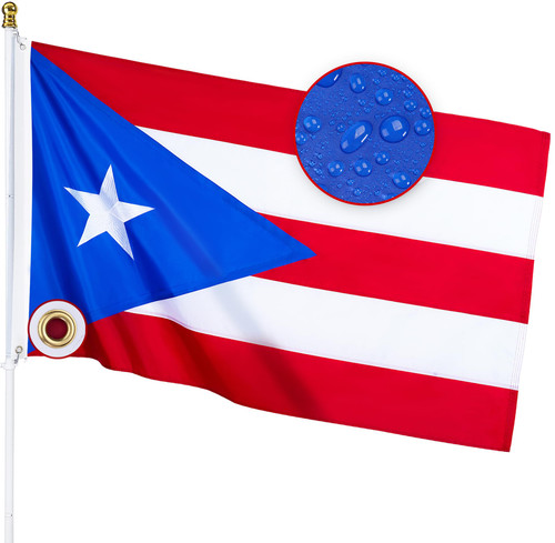 DANF Puerto Rico Flag for Outside 3x5 FT, Embroidered Star and Sewn Stripes Puerto Rican National Flags Heavy Duty Nylon with Brass Grommets 3 X 5 Ft DANF Puerto Rico Flag for Outside 3x5 FT, Embroidered Star and Sewn Stripes Puerto Rican National Flags Heavy Duty Nylon with Brass Grommets 3 X 5 Ft