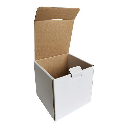 CH-BOX 4x4x4'' Small Shipping Boxes, 25 Pack, Cardboard Corrugated Mailers for Business, White (LM444-25)