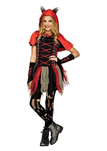 Fun World Girls Little Wolf Costume, Red, Large 12-14