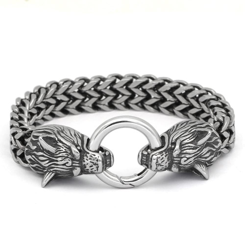 GuoShuang Nordic Viking Stainless Steel Wolf Bracelet Mesh Chain Gold Wolf Punk Bracelets Biker Jewelry (9) GuoShuang Nordic Viking Stainless Steel Wolf Bracelet Mesh Chain Gold Wolf Punk Bracelets Biker Jewelry (9)