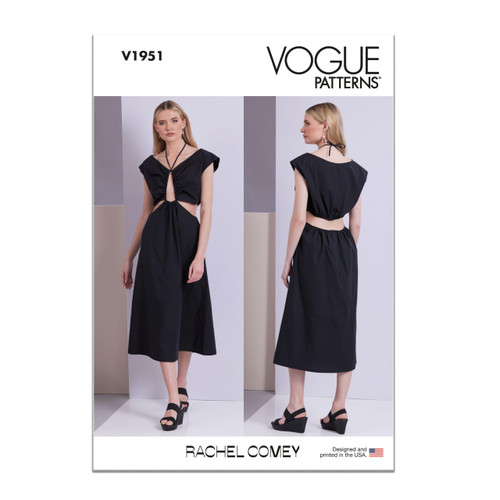 Vogue Misses' Midi Dress Sewing Pattern Packet by Rachel Comey, Design Code V1951, Sizes 18-20-22-24-26, Multicolor