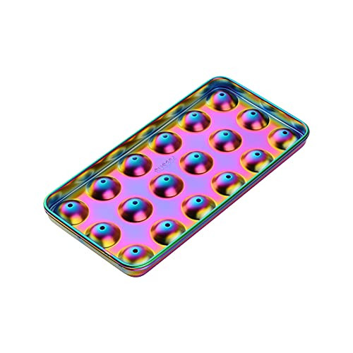 QOBIMOON Stainless Steel Ice Cube Tray Ball Whiskey Ice Ball Mold, Ice Ball Maker Mold, Round Ice Cube Mold, Sphere Ice Cube Mold, Square Large Ice Cube -Rainbow Color