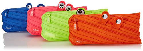 ZIPIT Monster Pencil Case, 4-Pack (Pink, Orange, Lime, Blue)