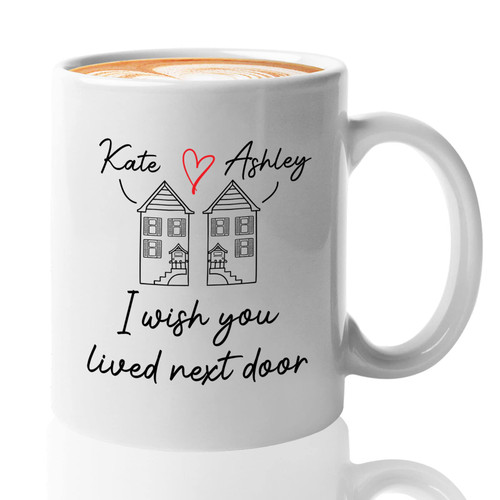 Bubble Hugs Personalized Friendship Coffee Mug 11oz White - I Wish You Lived Next Door - Personalized Name Funny Mug for Best Friend Bubble Hugs Personalized Friendship Coffee Mug 11oz White - I Wish You Lived Next Door - Personalized Name Funny Mug for Best Friend