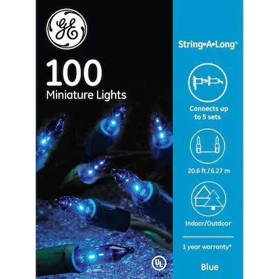 GE String-A-Long 100-Count 20.6-ft Constant Blue Mini Plug-in Indoor/Outdoor Christmas String Lights 60214LO