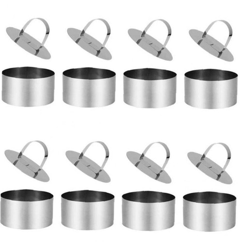 Ruluti 8pcs Cake Rings Stainless Steel Mousse Rings Round Cake Mold Small Food Mould for Pastry Pancake, 8x8x4cm Ruluti 8pcs Cake Rings Stainless Steel Mousse Rings Round Cake Mold Small Food Mould for Pastry Pancake, 8x8x4cm