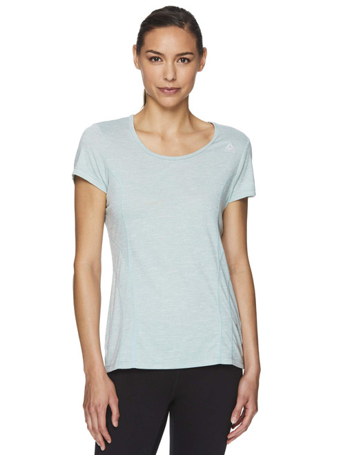 Reebok Womens Varigated Heathered Basic T-Shirt, Grey, Large