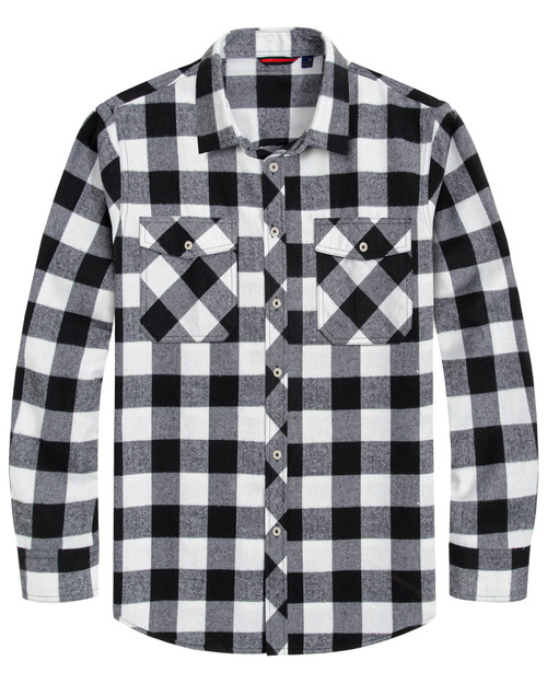 J.VER Men's Buffalo Plaid Shirt Flannel Casual Button Down Long Sleeve Shirts White XL