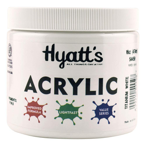 Hyatt's Acrylic Paint, Titanium White | 16 Ounce Jar Artist Grade Paint | Quick Drying and Non-toxic | Acrylic Paints for Beginners and Professional Artists
