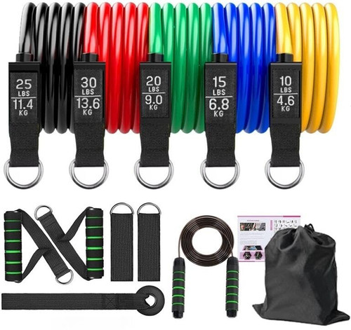 Resistance Bands Exercise Bands Set - Exercise Bands with Handles, Door Anchor, Legs Ankle Straps, for Heavy Resistance Training, Physical Therapy, Muscle Training, Yoga, Home Workouts (100LBS)