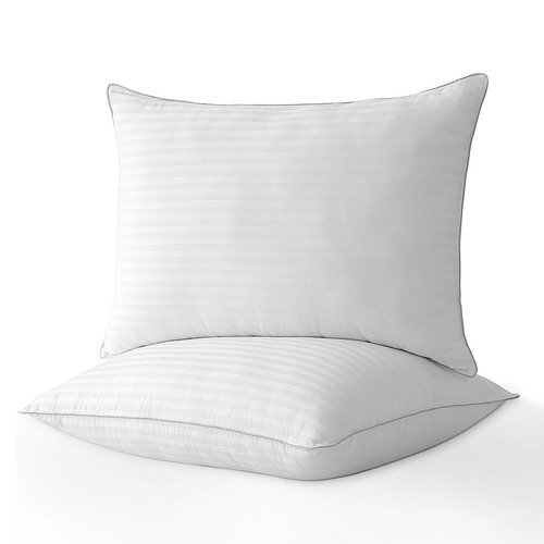 Dafinner Bed Pillows Standard Size Set of 2 | Adjustable Down Alternative Pillow Inserts | 100% Cotton Shell, Soft-to-Medium Support Stomach, Back, and Side Sleeper Pillows, 20x26