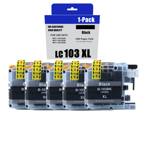 ColorInk LC103 Black Ink Cartridge LC103BK XL Replacement for Brother LC103XL Works for Brother MFC-J870DW MFC-J6920DW MFC-J6520DW MFC-J450DW MFC-J470DW Printer 5 Pack ColorInk LC103 Black Ink Cartridge LC103BK XL Replacement for Brother LC103XL Works for Brother MFC-J870DW MFC-J6920DW MFC-J6520DW MFC-J450DW MFC-J470DW Printer 5 Pack