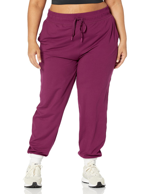 Amazon Essentials Women's Brushed Tech Stretch Jogger Pant (Available in Plus Size), Plum, 2X
