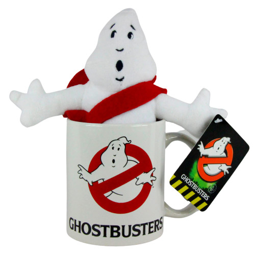Toptoys2u Bargain Bundles Ghostbusters Super Soft Gift Quality Plush Keyclip/Bagclip & 330ml Mug Gift Sets - 7" 18cm No Ghost Clip & Ghostbuster Logo Mug
