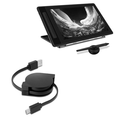 BoxWave Cable Compatible with Huion Kamvas Pro 13 (2.5K) - miniSync - USB-A to USB Type-C, Retractable Cable - USB-A to USB Type-C
