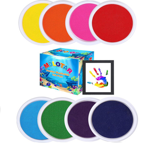 MoloTAR Craft Large Ink Pad Stamps Partner DIY Color,8 Colors Round Rainbow Finger Ink pad for Kids