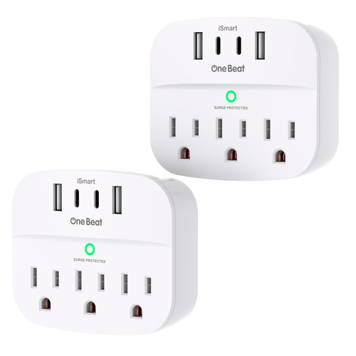 2 Pack Multi Plug Outlet Splitter with USB, Surge Protector Outlet Extender with 3 Wall Outlets 4 USB Wall Charger(2 USB C), 490 Joules, ETL Listed, Small Outlet Adapter Plug Extender for Travel 2 Pack Multi Plug Outlet Splitter with USB, Surge Protector Outlet Extender with 3 Wall Outlets 4 USB Wall Charger(2 USB C), 490 Joules, ETL Listed, Small Outlet Adapter Plug Extender for Travel