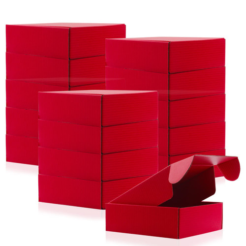 15 Pcs Red Cardboard Boxes Shipping Boxes, Recyclable Corrugated Cardboard Box Small Mailing Storage Gift Boxes for Shipping, Mailing, Gifts Packaging, Small Business, 6x6x2" (Red)