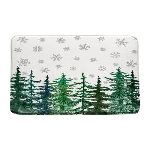 CCXTCZ Winter Forest Bath Mat Watercolor Christmas Tree Pine Snow Snowflake Xmas Spruce Rustic Holiday Bathroom Kitchen Rugs,17.8"x 29.5"