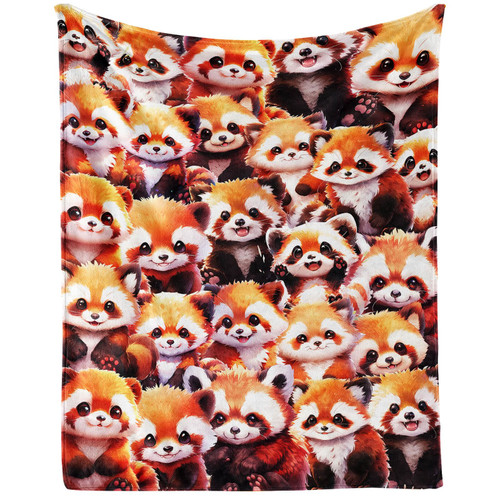 CaomeiWu Red Panda Blanket, 40" x 30" Flannel Cute Red Pandas Themed Printed Stuffed Animal Plush Colorful Blankets, Soft Nap Throw Blanket for Home Boys Girls Women Red Panda Lovers Gifts