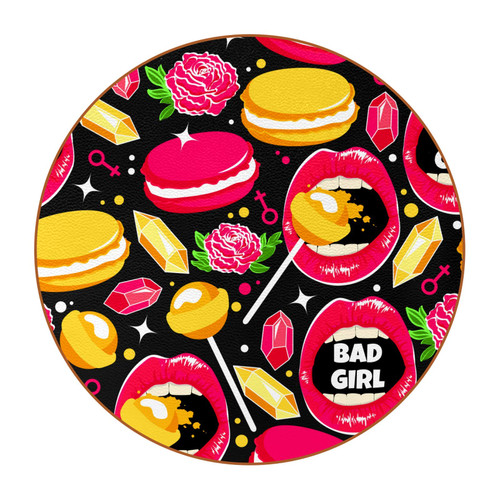 Coasters for Drinks Coaster Set of 6 - Great Gift for Birthday, Housewarming, Room Decor, Bar, Holiday Party Lip Rose Macaron Diamond Lollipops