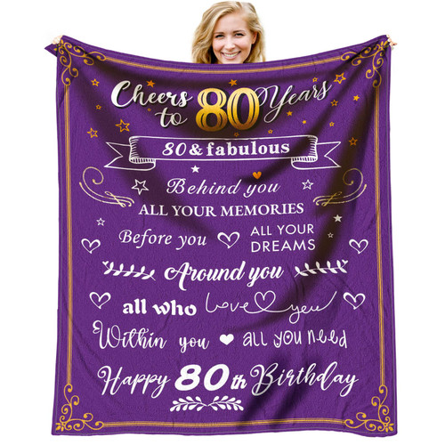 80th Birthday Gifts for Women Blanket, Best Gifts for 80 Year Old Woman, 80 Birthday Gifts for Mom or Grandma, 1943 Birthday Gifts for Women, 80th Birthday Gifts Ideas Throw Blanket 60 x 50 inch