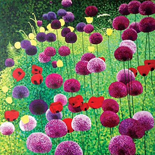 Susan Entwistle Art Alliums and Poppies Greetings Cards, 15 cm x 15 cm, Paper, Multicolour, 15 x 15 x 1 cm