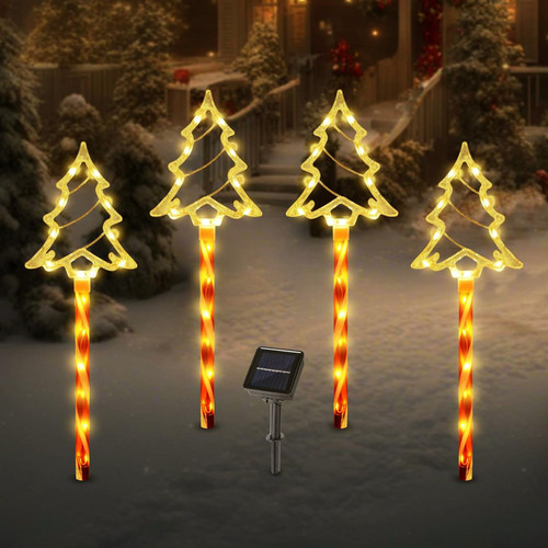 Solar Christmas Pathway Lights, Solar Tree Lights with Candy Cane Christmas Decorations Outdoor, Waterproof Solar Garden Stake Lights for Patio, Yard, Garden, Lawn Christmas Holiday Decor, 4 Pack Solar Christmas Pathway Lights, Solar Tree Lights with Candy Cane Christmas Decorations Outdoor, Waterproof Solar Garden Stake Lights for Patio, Yard, Garden, Lawn Christmas Holiday Decor, 4 Pack