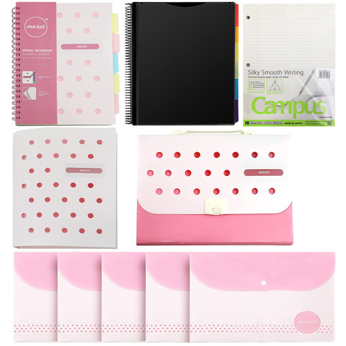 Mukawa Back to School Supply Set, School Supply Kit Back to School Essentials, 10 Pieces, Pink Set
