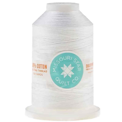 Missouri Star Cotton Sewing Thread - 3000yd Large Spool Double Mercerized Cotton Thread 50wt - Heavy Duty All Purpose Quilting Thread, White