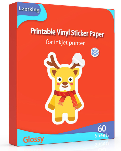 Sticker Paper Printable Vinyl for Inkjet Printer, 60 Sheets Glossy Self-Adhesive Waterproof Quick-Drying Tear-Resistant Sticker Printer Paper 8.5x11 Inches Sticker Paper Printable Vinyl for Inkjet Printer, 60 Sheets Glossy Self-Adhesive Waterproof Quick-Drying Tear-Resistant Sticker Printer Paper 8.5x11 Inches